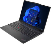 Lenovo ThinkPad E16 Gen 2 Laptop with a 16" WUXGA IPS display, powered by Intel Core Ultra 7 155H processor. It features 16GB of RAM, a 512GB SSD, Intel Arc graphics, an English keyboard, comes in black color, 21MAS07K00.